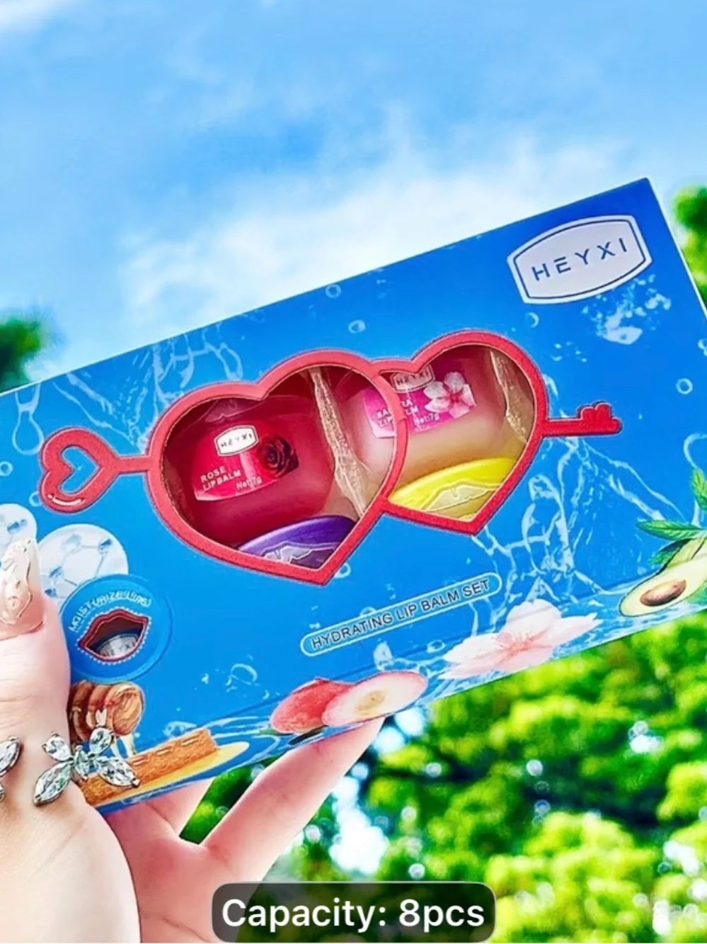 8Assorted Fruit & Floral Lip Balm. Anti-chapping mask for Smooth Lips